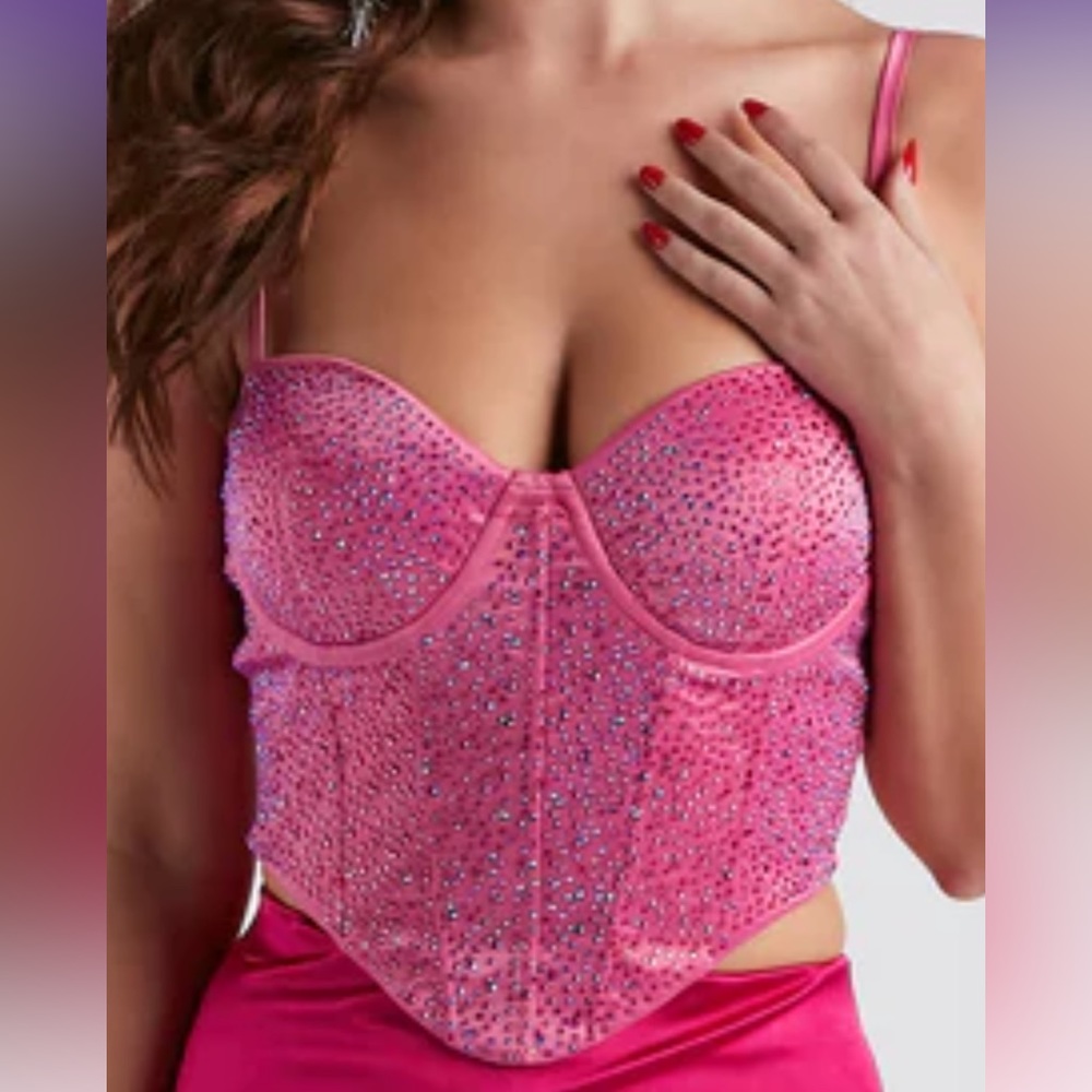 Windsor Pink Sparkly Satin Corset